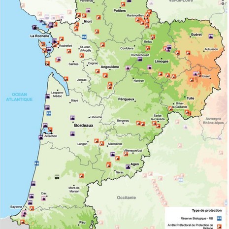 Atlas régional 2016 - Espaces protégés par voie réglementaire © Région Nouvelle-Aquitaine