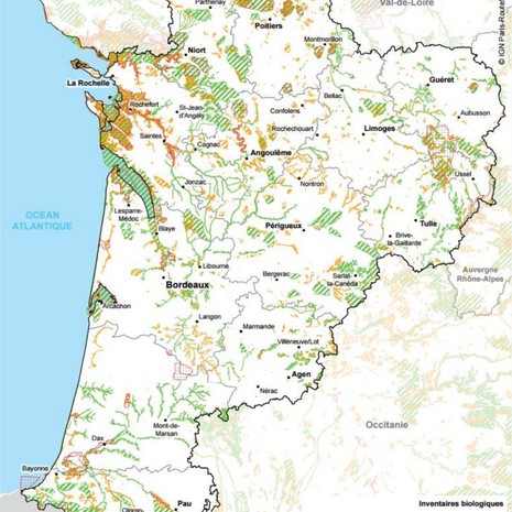 Atlas régional 2016 - Zones d'inventaire du Patrimoine naturel © Région Nouvelle-Aquitaine