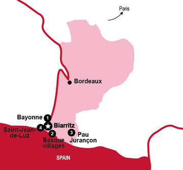 carte de l'itinéraire "Au départ de Biarritz"