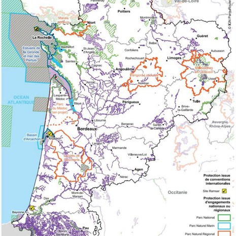 Atlas régional 2016 - Espaces protégés par voie contractuelle © Région Nouvelle-Aquitaine
