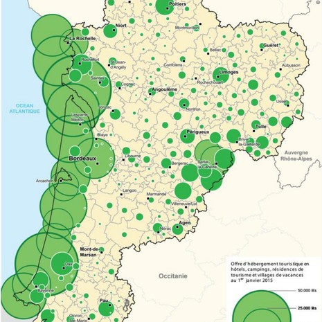 Atlas régional 2016 - Offre d'hébergement touristique marchand© Région Nouvelle-Aquitaine