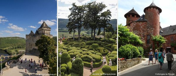 castelnaud-la-chapelle, jardins de marqueyssac, collonges-la-rouge
